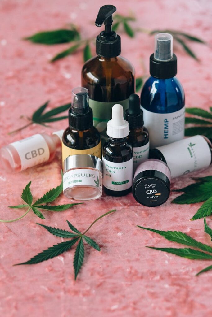 Close-up of Various CBD Products